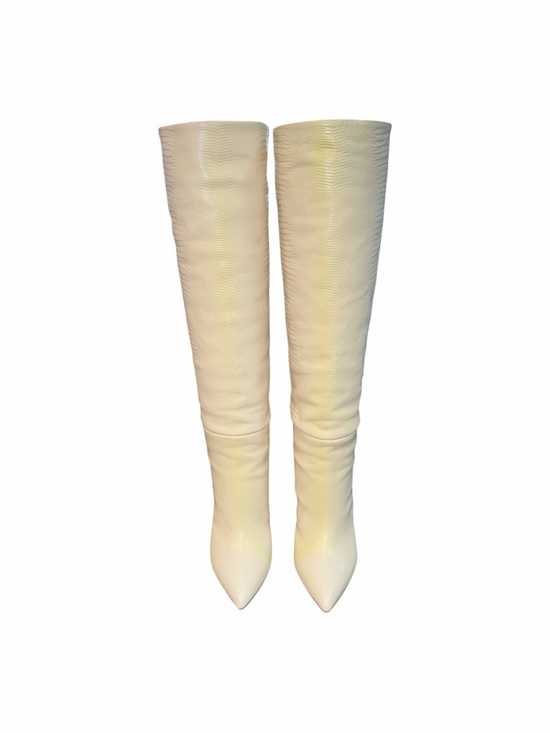 Paris Texas Shoes - Paris Texas Vanilla Lizard Stiletto Boots 37.5 Gently Used Yellowing Flaw